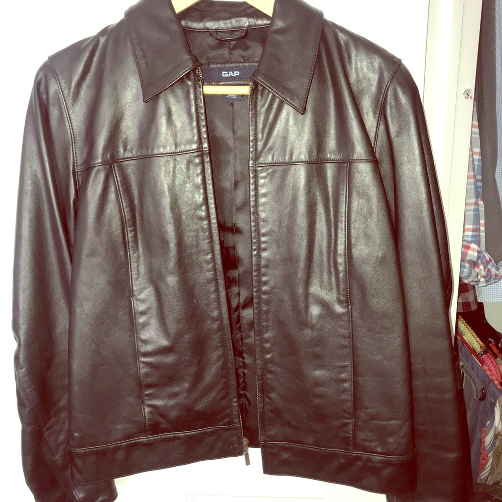 Gap black leather jacket
